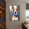 Quadro Decorativo Animais Cachorro de Coleira em Pixels com Moldura Dourada - 100x70 Cm - 3