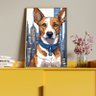 Quadro Decorativo Animais Cachorro de Coleira em Pixels com Moldura Dourada - 100x70 Cm - 4