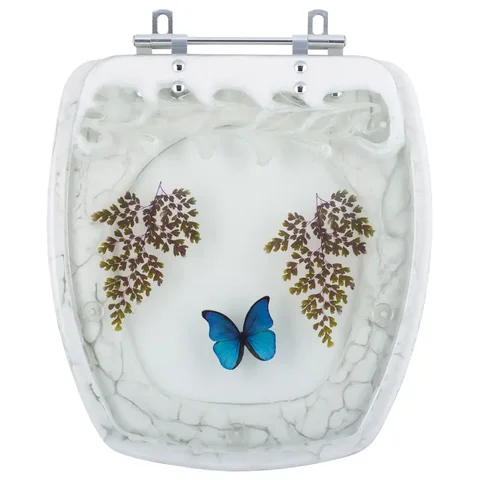 Assento Sanitario Poliester Decorado Borboleta Fit para vaso Celite