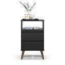 Ver imagem 2 de Mesa de Cabeceira para Quarto Retrô Roma com 2 Gavetas Pés em Plástico - Preto