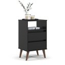 Ver imagem 3 de Mesa de Cabeceira para Quarto Retrô Roma com 2 Gavetas Pés em Plástico - Preto