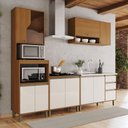 Ver imagem 1 de Cozinha Completa Venaly 11 Portas 2 Gavetas com Vidro Reflecta CEC303 Cinamomo/Off White - Henn
