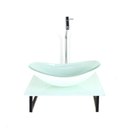 Ver imagem 1 de Gabinete de Vidro com Cuba Oval com Tampo de Vidro 40cm X 40cm Branco Full Mais Torneira Metal