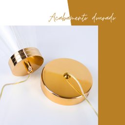 Luminária Pendente Véu 3k 4k 6k Metaldourado+acrílico Bivolt - 6