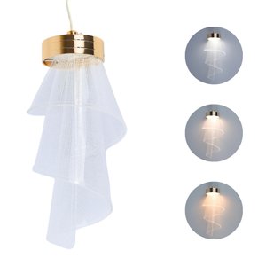 Luminária Pendente Véu 3k 4k 6k Metaldourado+acrílico Bivolt