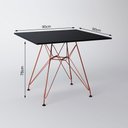 Ver imagem 2 de Mesa De Jantar Quadrada Preta 90Cm Com 4 Cadeiras Preta Base De Ferro Cobre Cor: Preto