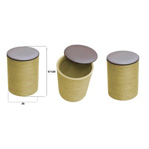 Kit 3 Puff Baú Banquinho Apoio Para Pés Organizador Porta Objetos BGPLASTICOS BGBP MARROM CHOCOLATE 