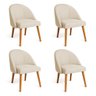 Kit 04 Cadeiras Poltrona de Jantar Luna Suede Pés Palito Castanho - Pallazio - 1
