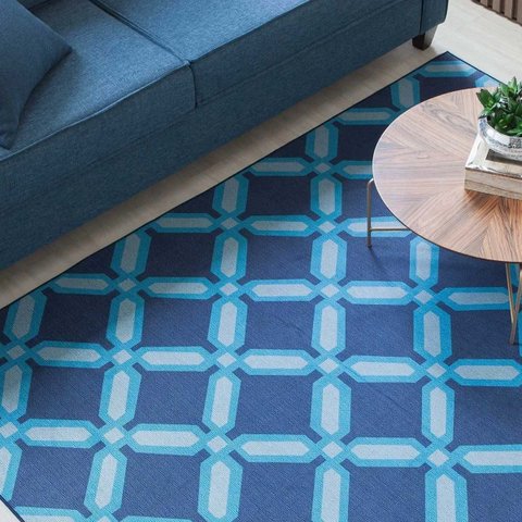 Tapete Corttex Berlim Geométrico Azul Escuro - 2m x 2,40m de Largura