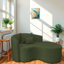 Ver imagem 1 de Recamier Curvo Orgânico 150cm 2 Lugares Lado Direito para Sala de Estar Linho Londres