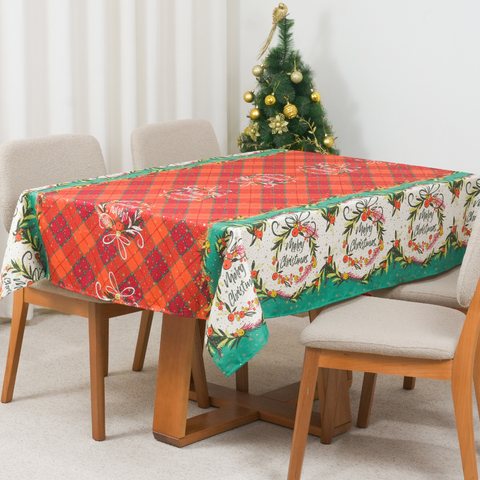 Toalha de Mesa 4 Lugares Brilhare Estampada Natal 1,45x1,45cm Tecido Oxford:Estampa 2