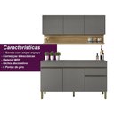 Ver imagem 6 de Kit Balcão de Pia com Tampo e Aereo 150 Cm 6 Portas 1 Gaveta Madrid - Gris/gris/cp-freijó