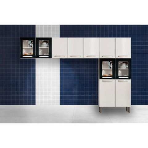 Cozinha Modulada Bertolini Evidence 3 Peças (2aéreos+1paneleiro) Cpt55 Branco/preto-bertolini
