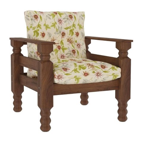 Poltrona Madeira Maciça Liz Multimóveis Vcr7003 - Floral Maracujá
