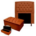 Ver imagem 1 de Kit Cabeceira Geovana + Calçadeira Baú Mirage Solteiro 90cm Suede - Ecotec Decor:Marrom