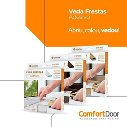 Veda Frestas Auto Adesivo Para Porta Janelas 6mm Comfort Door 6 Metros Preto - 5