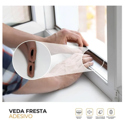Veda Frestas Auto Adesivo Para Porta Janelas 6mm Comfort Door 6 Metros Preto - 8