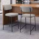 Ver imagem 3 de Banqueta Média para Cozinha Lila Estofada com Encosto Linho Cinza - Desk Design