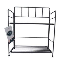 Prateleira de metal Double Deck cinza - 1