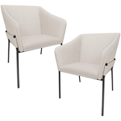 Kit 2 Cadeiras para Sala de Jantar Estar Living Olívia L02 Linho Cru - Lyam Decor