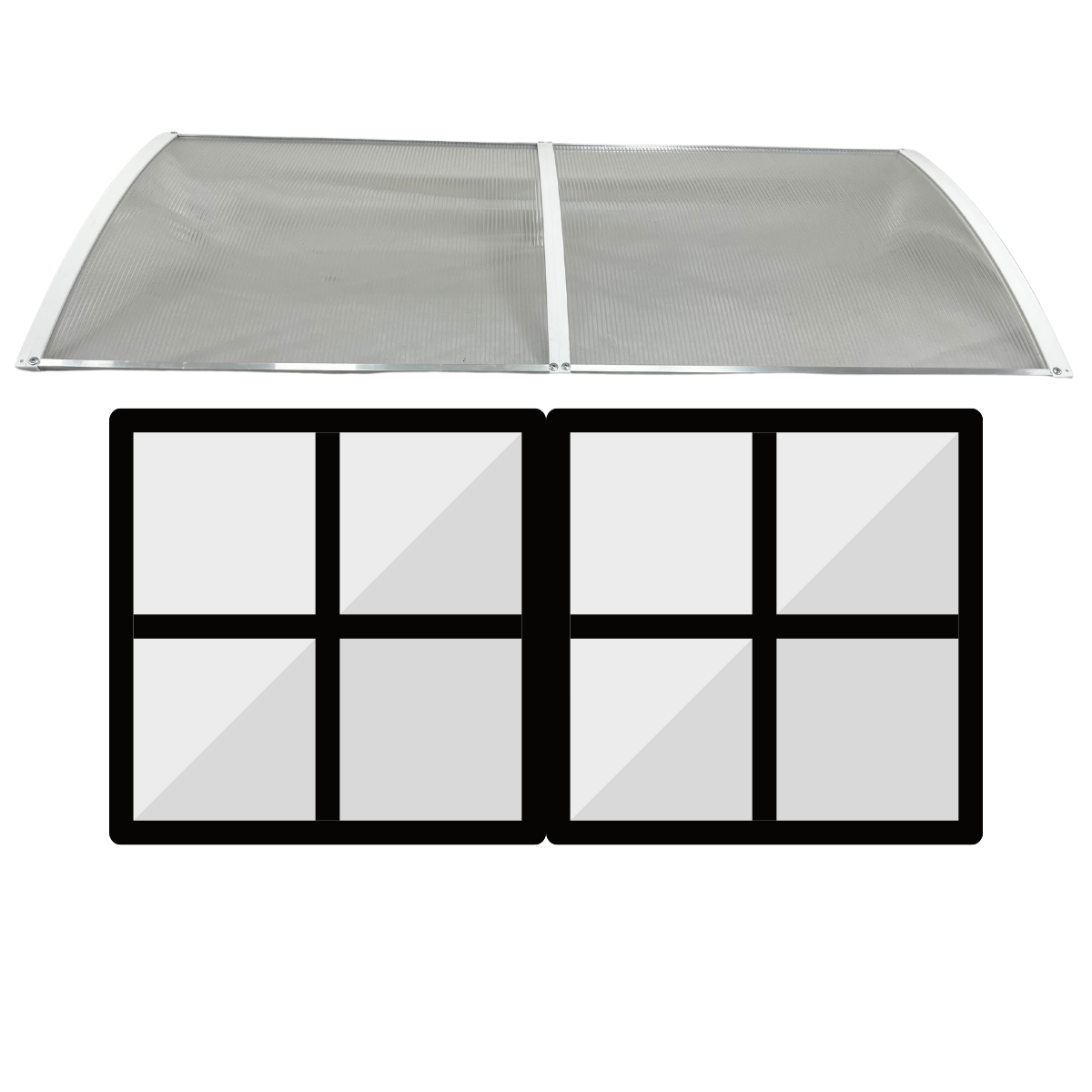 Toldo Policarbonato 1,20 X 0,50m Branco e Translucido com Kit - 4