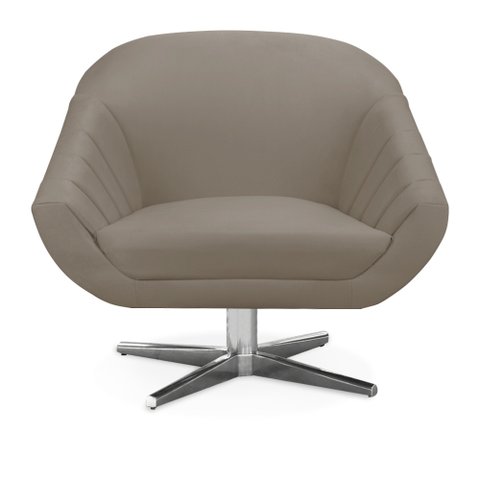 Poltrona Giratória Giovana Suede Marrom Rato Base Cromada - D’Rossi