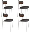 Ver imagem 1 de Kit 04 Cadeiras Estofada para Sala de Jantar Astrid Branco C01 Linho Preto Courino Whisky - Lyam Dec