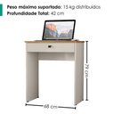 Ver imagem 3 de Mesa Escrivaninha 1 Gaveta 68 cm Essencial Cedro Areia Rudk
