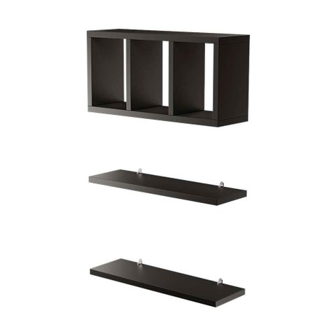 Kit Nichos Prateleiras Provença para Banheiro Decorativo Preto