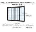 Ver imagem 3 de Janela de Correr Central 4 Folhas Aço Preto Grade Quadriculada 120x100