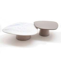 Conjunto de Duas Mesas de Centro Orgânica 100 Cm Mármore e Laqueado - 1