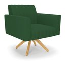 Ver imagem 1 de Poltrona Giratória Viena Gomada Veludo Verde Base de Madeira MA30 - D’Rossi