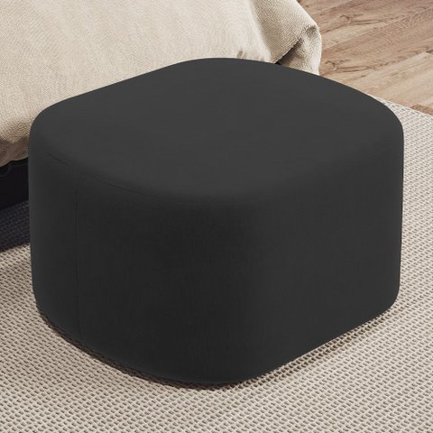 Puff Decorativo Orgânico para Living Quarto 70cm Doha W01 Suede Preto - Lyam Decor