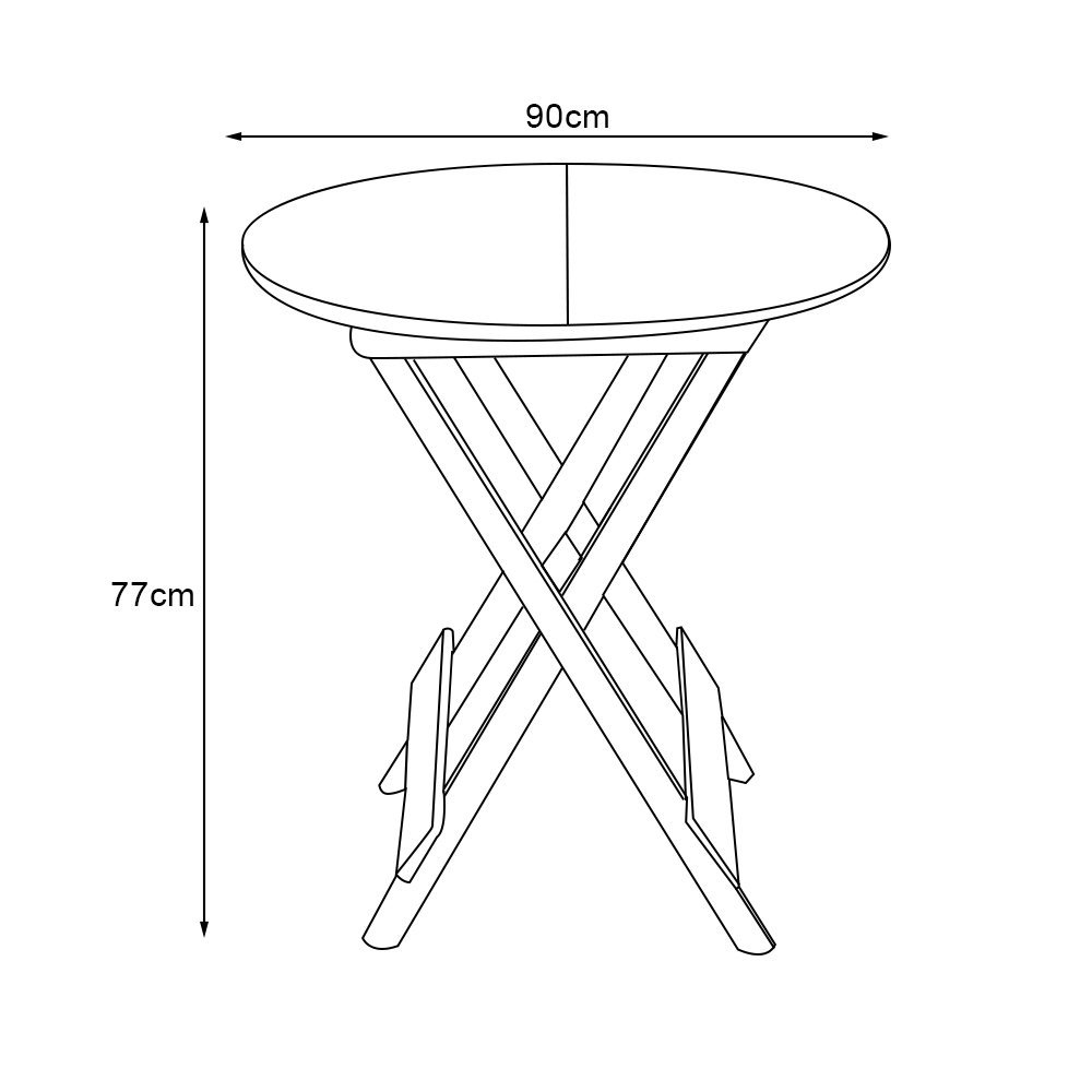 Mesa para Bar e Café Dobravel de Madeira 90 Redonda - Natural - 2