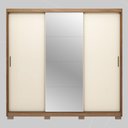Ver imagem 1 de Guarda Roupa Casal 3 Portas com Espelho e 4 Gavetas Dalila - Amêndola Touch/off White