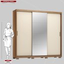 Ver imagem 5 de Guarda Roupa Casal 3 Portas com Espelho e 4 Gavetas Dalila - Amêndola Touch/off White
