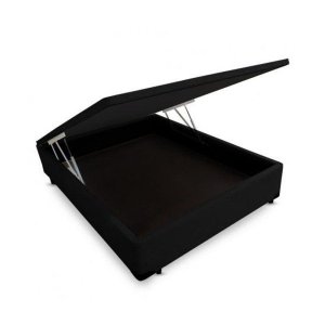 Base Box Bau Casal Sp Moveis Suede Preta - 39x138x188