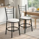 Ver imagem 1 de Kit 2 Cadeiras Estofadas para Mesa Jantar Tubular Estrutura Preta Liz:Branco