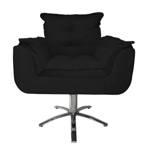 Poltrona Decorativa Opalla Pés Giratório Metal Suede Preto - DS Estofados