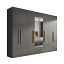 Ver imagem 2 de Guarda-Roupa Casal com Espelho 8 Portas 4 Gavetas Paris Cinza/Onix