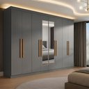 Ver imagem 1 de Guarda-Roupa Casal com Espelho 8 Portas 4 Gavetas Paris Cinza/Onix
