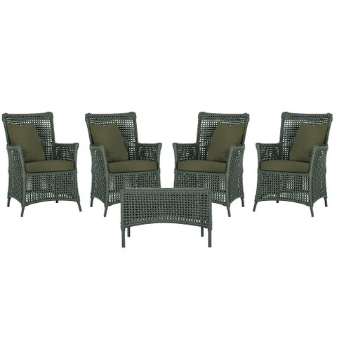 4 Poltronas e 1 Mesa Igapó em Alumínio Pintura Preta Corda Náutica Estofado 13