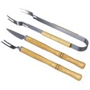 Ver imagem 1 de Kit Churrasco 3 Peças Garfo + Faca + Pegador em Aço Inox e Cabo de Madeira