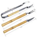 Ver imagem 2 de Kit Churrasco 3 Peças Garfo + Faca + Pegador em Aço Inox e Cabo de Madeira