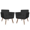 Ver imagem 1 de Kit com 2 Poltronas Cadeiras Isabella Estofadas Suede Preto - Incasa Decor