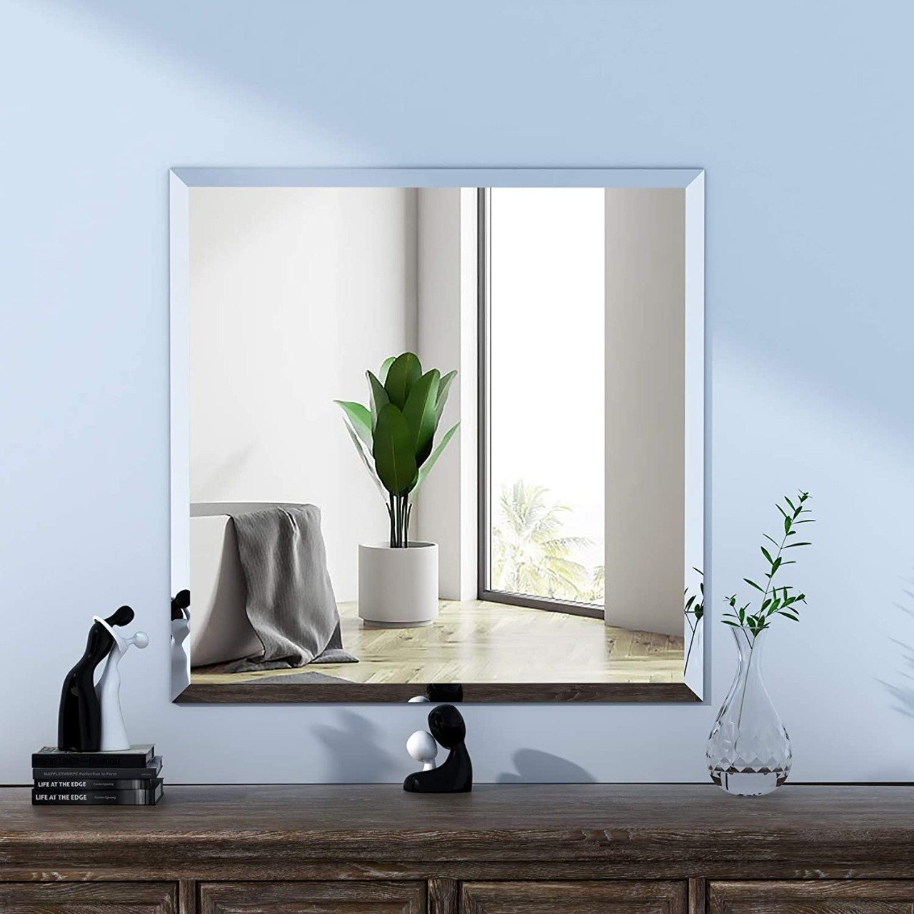 Espelho Banheiro Lapidado Bisotê 40x40cm + Prateleira de Vidro - 3