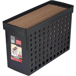 3 Arquivos Estreitos com Furações 42x16,5x27cm Ordene Pretos Pastas Suspensas Escritório - 3