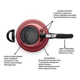 Panela Pressão 4,5l Com Visor De Vidro Grande Antiaderente - 3