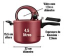 Ver imagem 4 de Panela Pressão 4,5l Com Visor De Vidro Grande Antiaderente