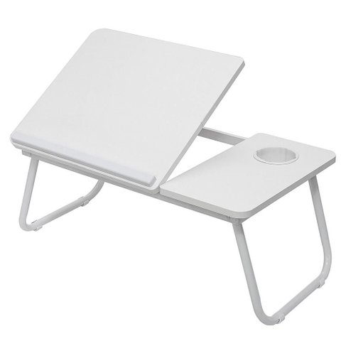 Mesa Apoio Notebook Dobrável Ajustável MDF Cama Sofá Branco